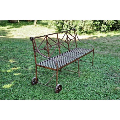 Settee iron bench with wheels