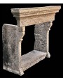 Sardinian basaltic stone simple fireplace in four pieces