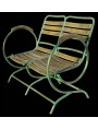 Small settee forged iron and beech wood bench