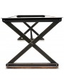 Tavolo con gambe ad X e stecche di ferro